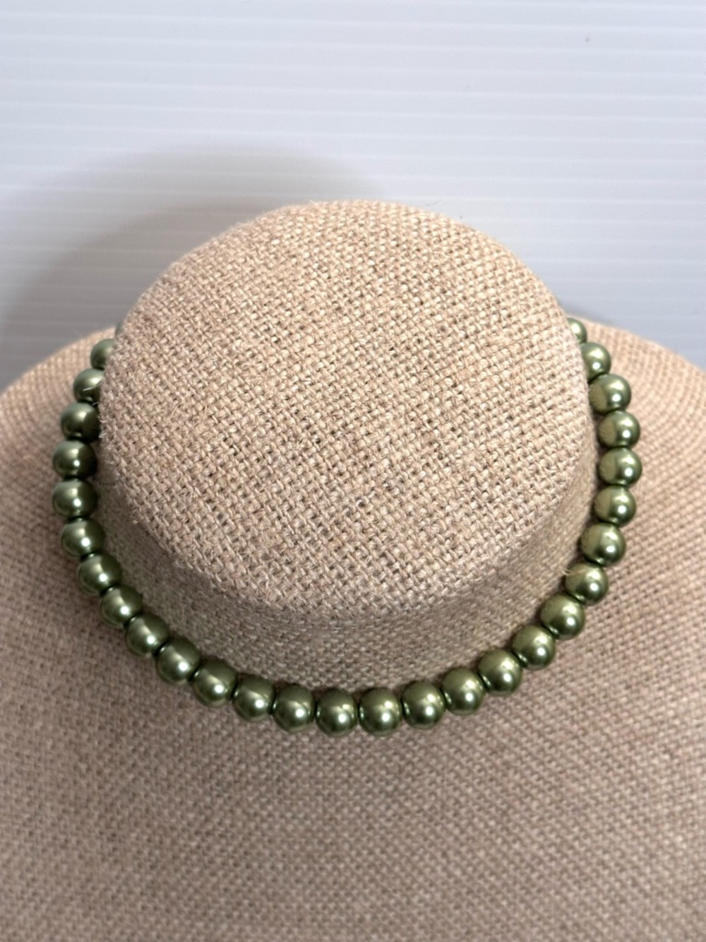 Olive Green Pearl Bead Necklace - Classic Women's Jewelry